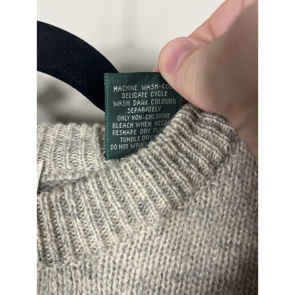 Vintage REI 100% Shetland Wool Crew Neck Sweater Beige Mens Medium Outdoor - Picture 8 of 10